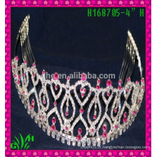 Nouveaux designs produits en strass Rouge et blanc bien couronne une couronne de tiare